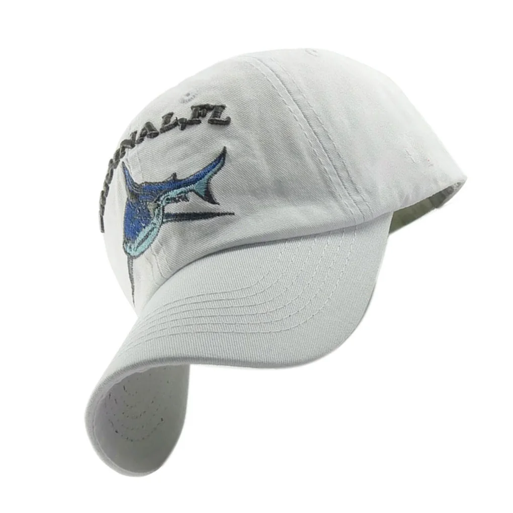 Unisex Washed Cotton Shark Embroidery Baseball Cap Boys Girls Do Old Sports Adjustable Hat