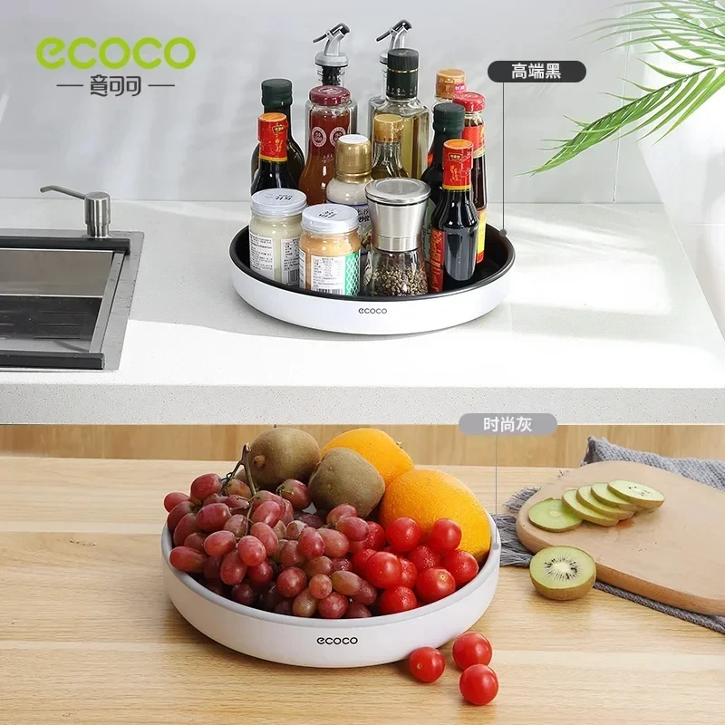 

ECOCO 360° Rotating Storage Rack Multifunctional Seasoning Organizer Shelf Oilproof Non-slip Kitchen Supplies Holder for Home