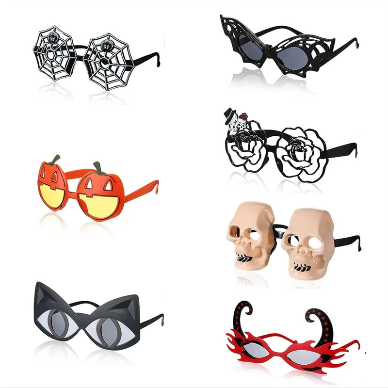 Halloween Wacky Plastic Glasses Pumpkin Skull Spider Web Bat Flower Net Styling Glasses Fun Performance Prop Children Best Gift