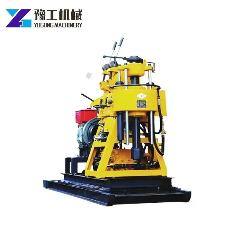 200m Hydraulic Borehole Diesel Water Well Rock Drill Rig Portable Compressor Mine Drilling Rig Machine