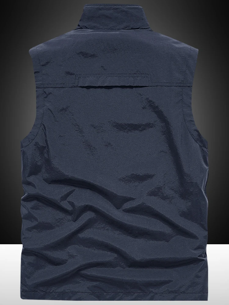 

Fall Men's Vest Outdoor Casual Thin Loose Multi-ket Stand Collar Large Size Travel Workwear Vest Faion Urban Sle