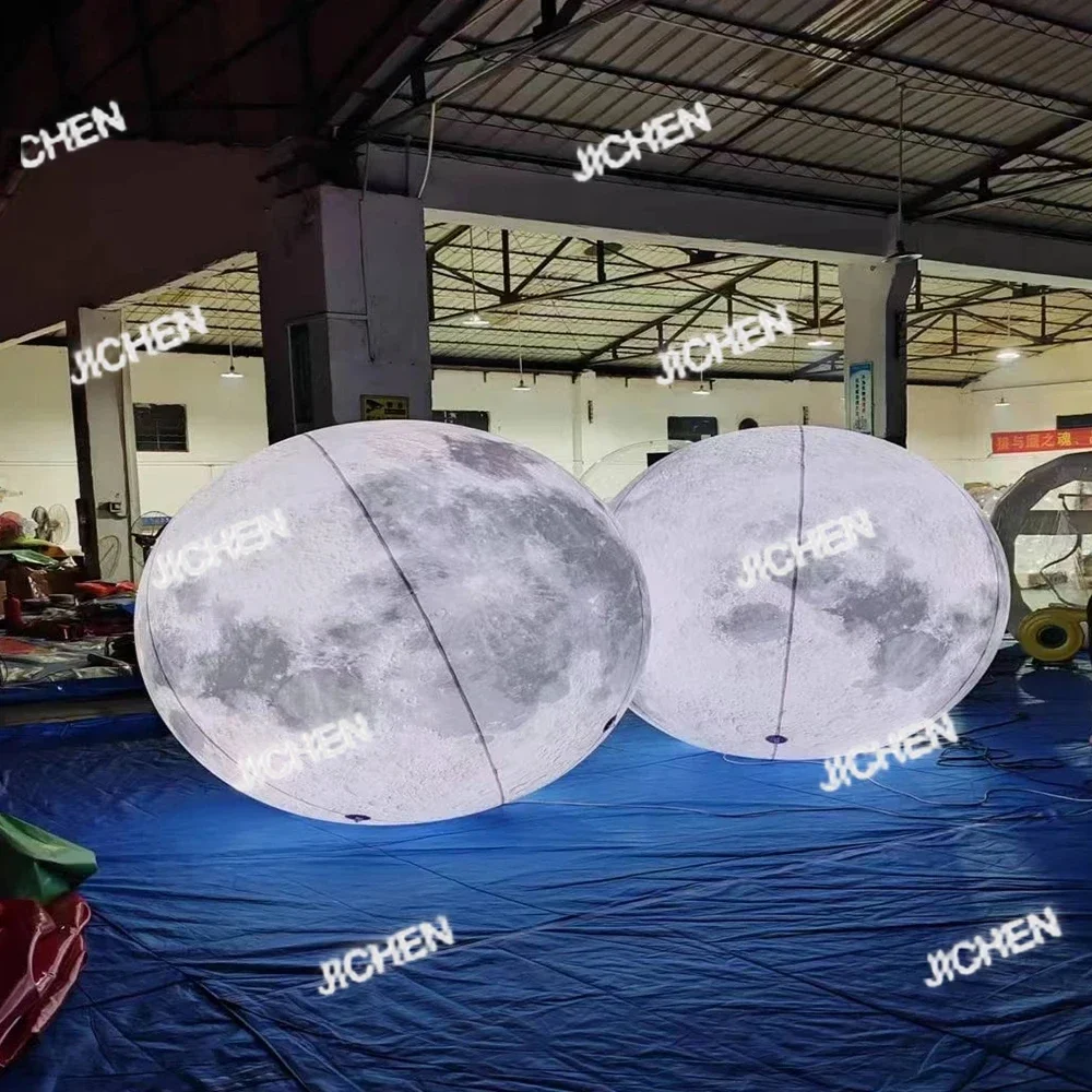 HG JC كرة قمر كبيرة قابلة للنفخ مع أضواء LED PVC منطاد كوكب محكم للحدث عرض الحفلات مرحلة الديكور الإعلان H #4