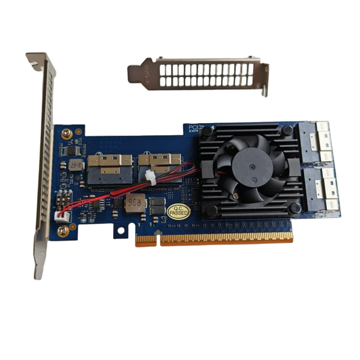 PCIe 4.0 X16 to 4 SlimSAS SFF-8654 8i Switch Adapter Supports 8 * NVMe PEX88048 Expansion Card