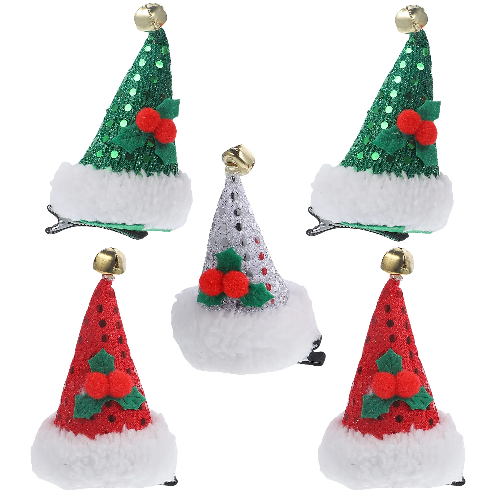 

5 Pcs Fluffy Hats Decorative Barrette Girls Headdress Christmas Tree Hair Pins Accessories Bobby Baby