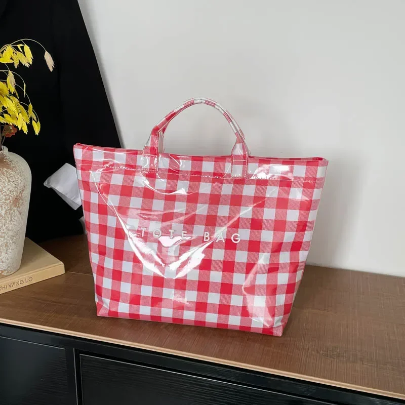 2026 Early Spring New Large Capacity Fresh Plaid Tote Bags Color Matching Portable Exquisite Handbags For Women Pastoral Style