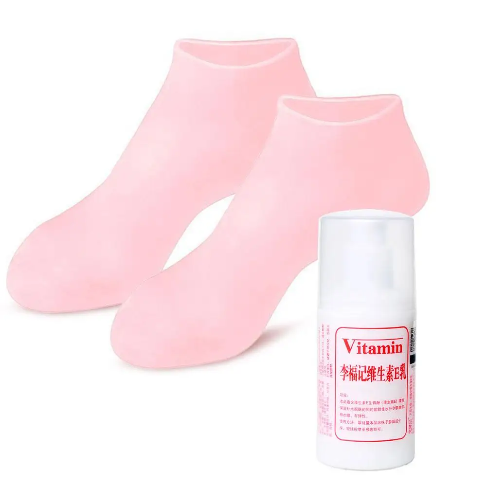 Chaussettes de soin des pieds en silicone, chaussettes vitaminées hydratantes, anti-Contation, fréquence de gratitude, suppression de la peau fissurée, gel de pédicure E, R1F1