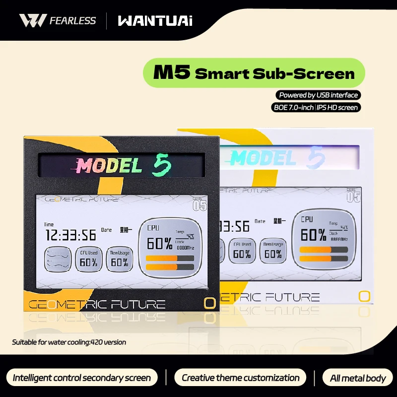 wantuai-geometry-future-m5-smart-sub-screen-boe-7-inch-ips-hd-screen-usb-interface-power-supply-all-metal-body-pc-accessories