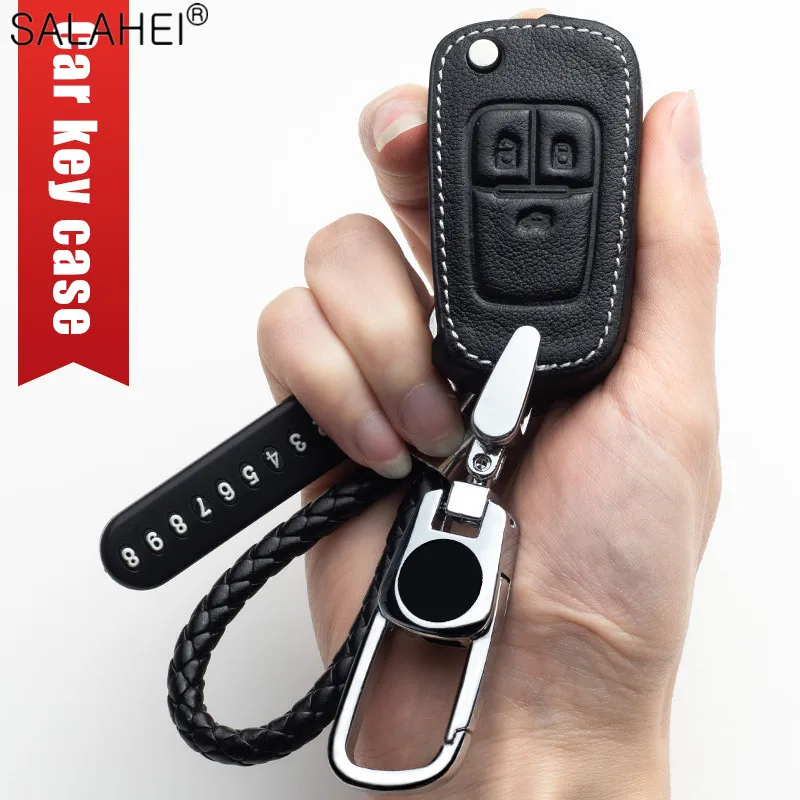 Leather Car Key Cover Fob Case For Chevrolet Cruze Aveo Trax Opel Astra Corsa Meriva Zafira Antara J Mokka Insignia For Buick