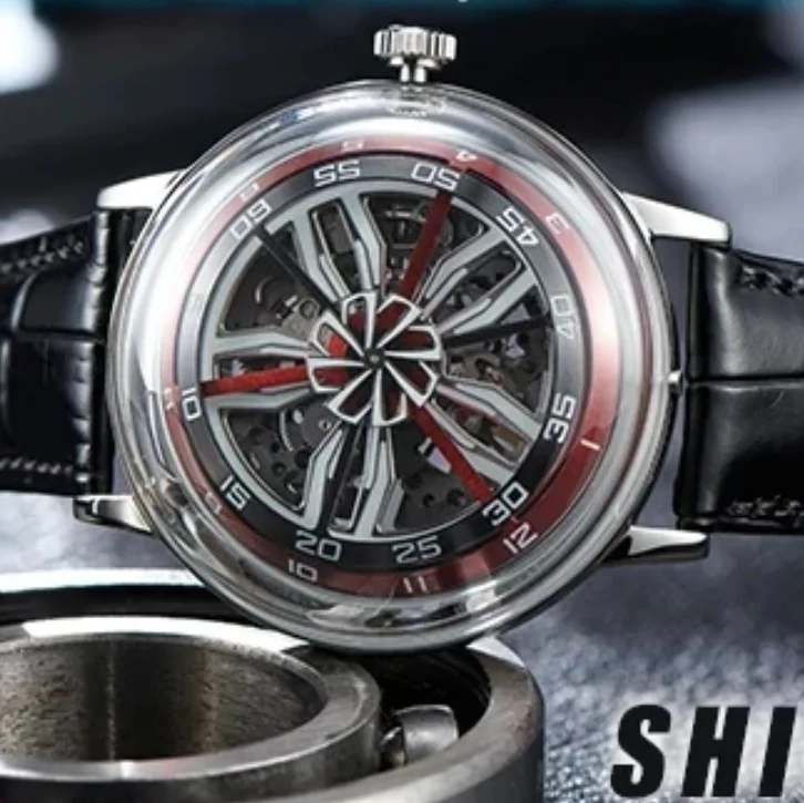 OBLVLO Men Automatic Watch 42mm Mechanical Wristwatch Luminous 50M Waterproof Sapphire Mirror Rotatable Carwheel Dial
