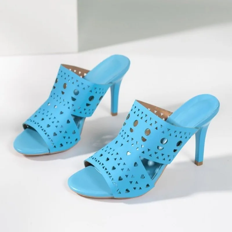 Pantoufles d'Été à Talons Hauts pour Femme, Sandales Respirantes à Talons Fins, Bouche de Poisson, Nouvelle Collection