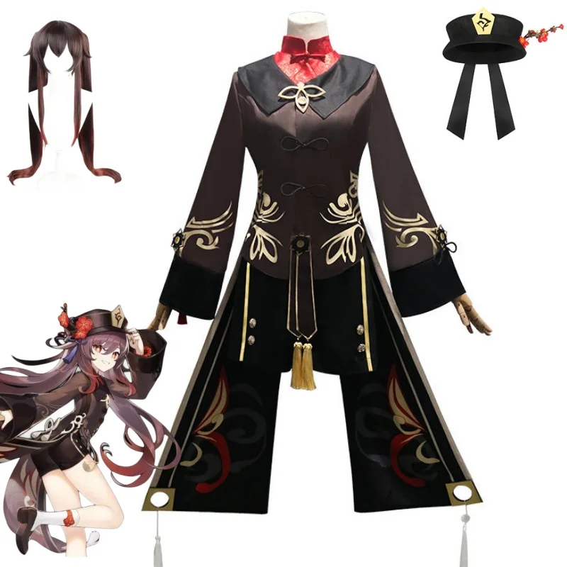 Costume de cosplay Hutao Game Impact pour femme, uniforme d'anime, perruque, ensemble complet, style chinois, olympiques de fête d'Halloween