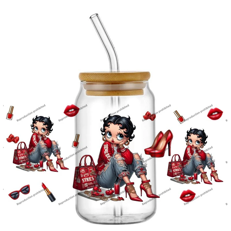 Girl in High Heels Pattern UV DTF cup wrap For 16oz Cup Wrap Libbey Glass Can Wrap Selfa dhesive Sticker Washable DIY Wraps