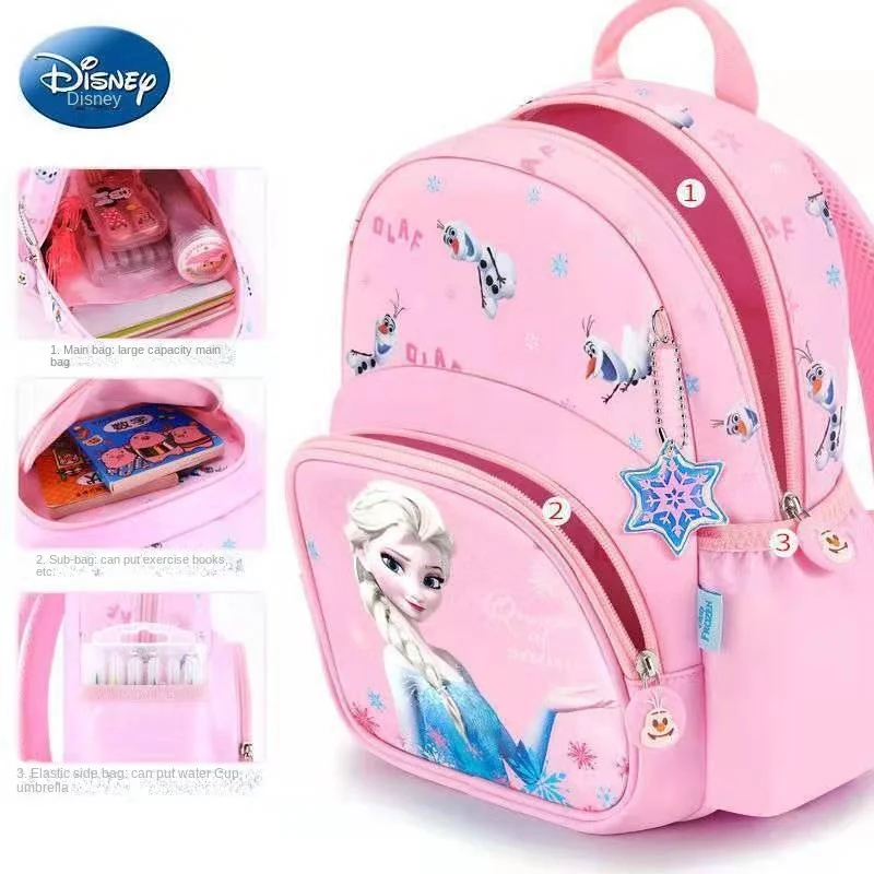 Disney Frozen Kindergarten Backpack For Girls Elsa Anna Student Shoulder Orthopedic School Bag Kids Gifts Large Capacity Mochila