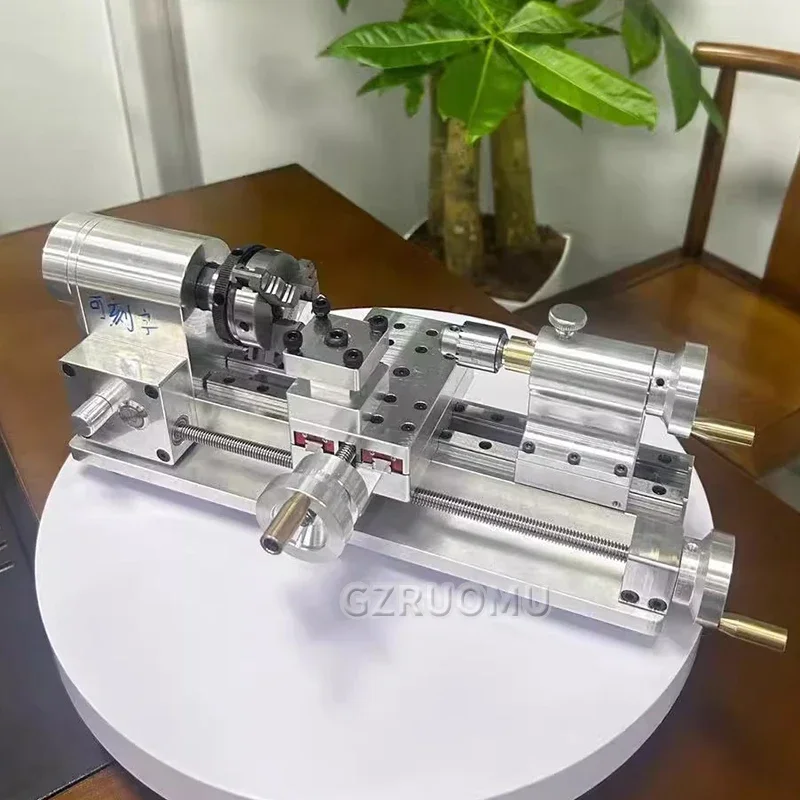 DIY Mesin Bubut Mini Multifungsi Rumah Tangga Kayu Buatan Sendiri Mesin Bubut Kecil Portabel Desktop Mesin Bubut Mikro 110V-220V 100-2500r/Menit