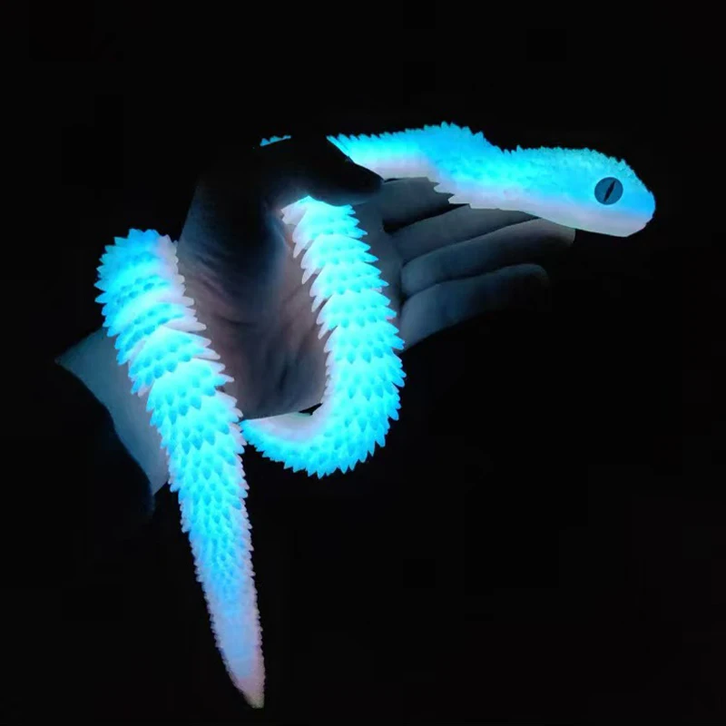 45/80cm 3D Printed Luminous Snake Movable Joint Simulation Snake Action Figures Home Office Desktop Ornament Birthday Gifts