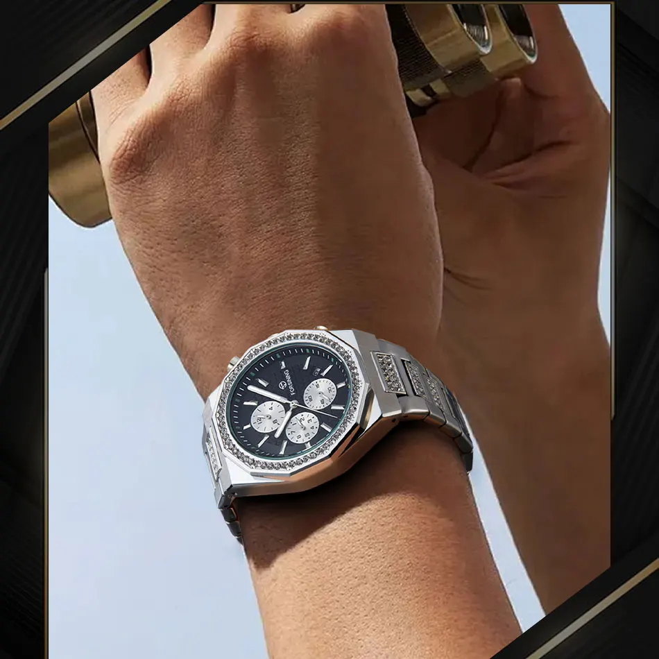 2026 New Products FORSINING Luxury Brands Rhinestone aaa Men's Watch Stainless Steel Automatic Movement Mechanical Wrist Watches