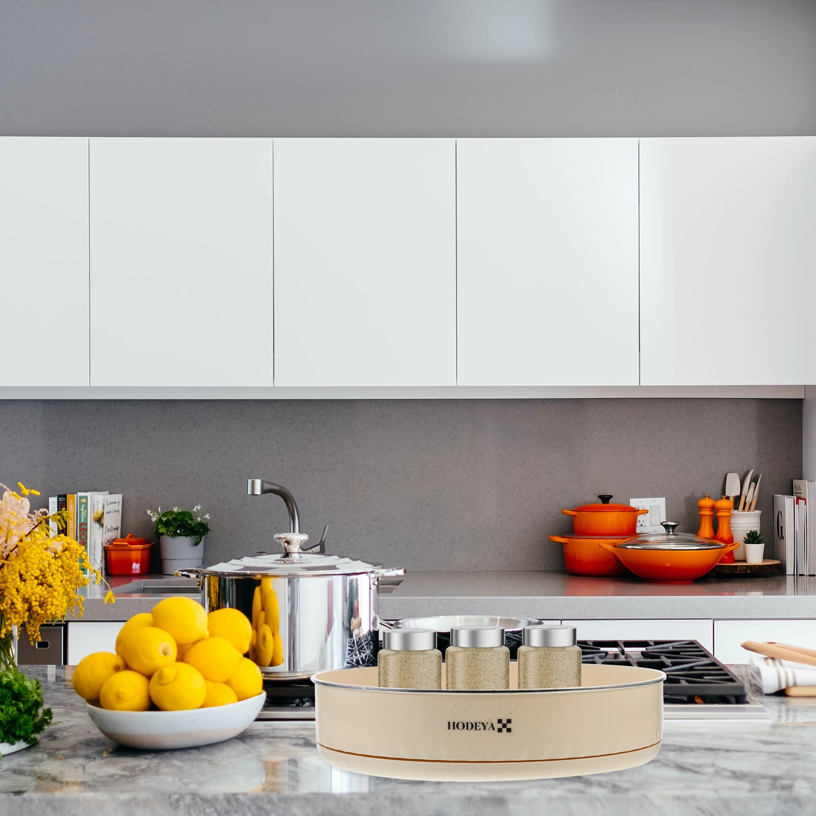 

Spice Rack Rotatable Holder Round Turntable ganizer Kitchen Condiment Storage Plastic Makeup Tray Round Spice Storage Tray