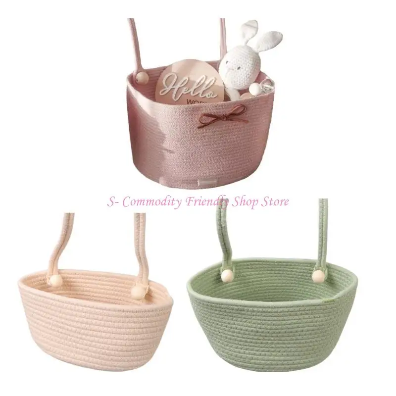

85AE Nursery Hanging Storage Basket Cotton Rope Baby Bed Spacious Design