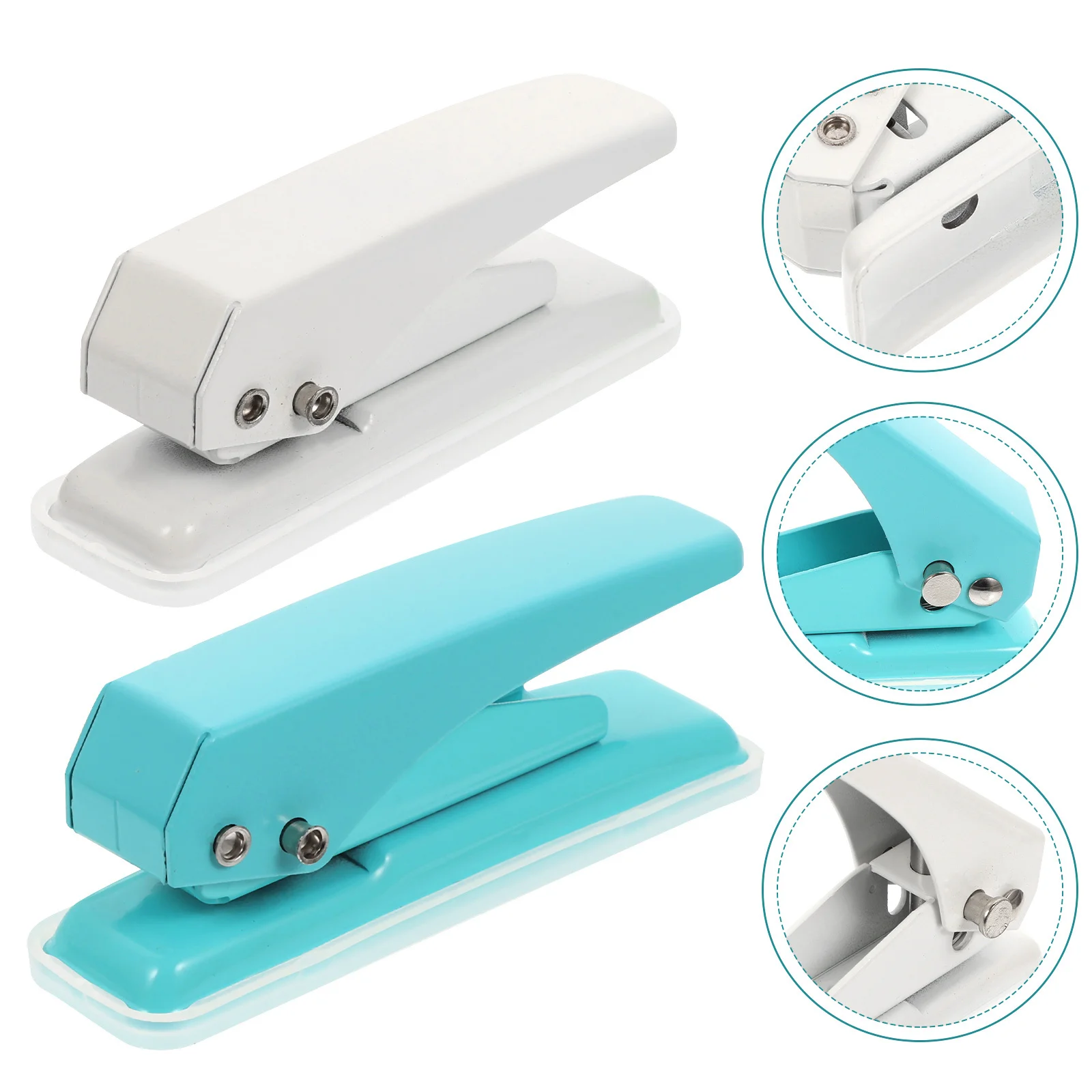 

2pcs Metal Single Hole Punch Handheld Manual Loose Leaf Puncher For Paper Chipboard Plastic Index Cards Office School Diy