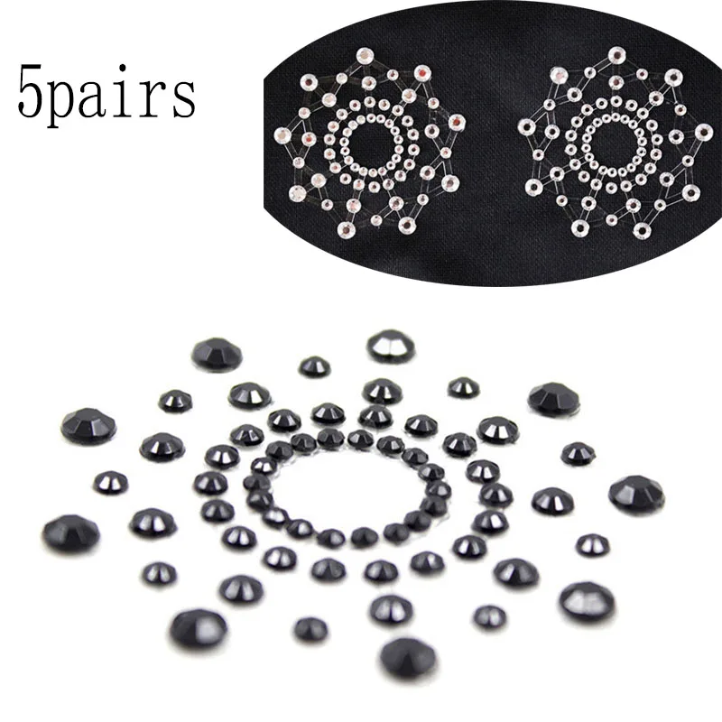 5Pair/set Self Adhesive Sexy Products Nipple Cover Stickers Chest Pastie Breast Bras Rhinestone Nipple Accessories Padding