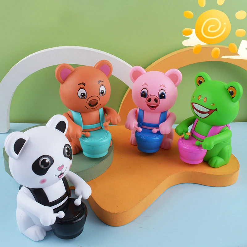 1 Stück kreative niedliche trommeln Ferkel Bär Spielzeug neue Uhrwerk Spielzeug Kinder Cartoon Wicklung Spaß Kleintier Kinder Spielzeug Geburtstags geschenk