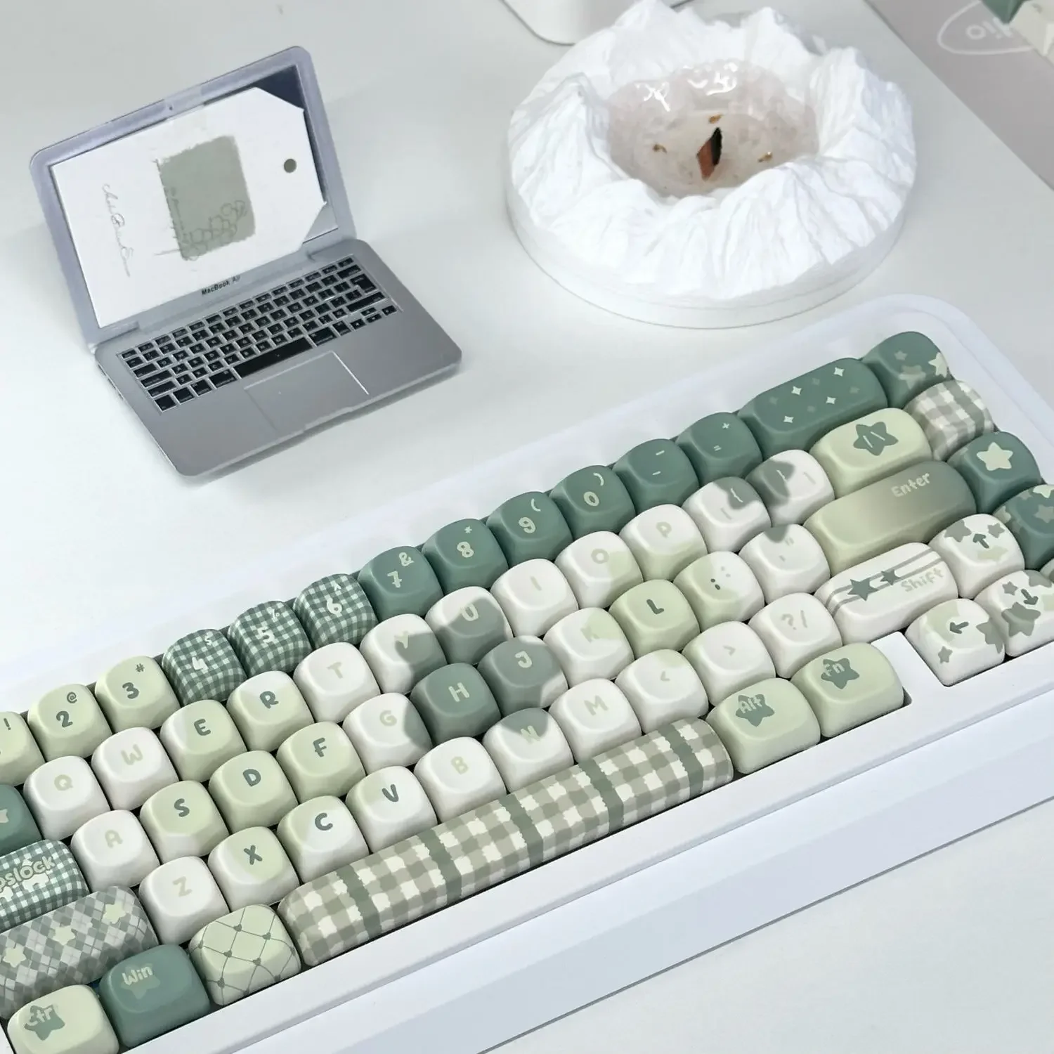 Mint Star Keycap Original Height PBT Material Hot Increase Appearance Personality Creative Cartoon Keycap