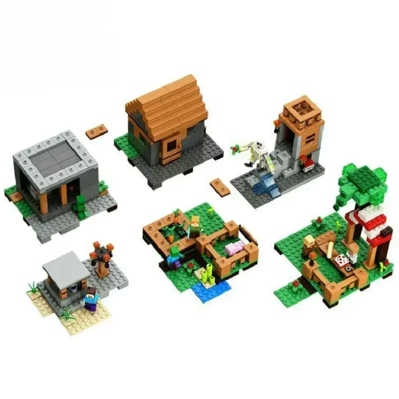 Blocs de construction en édition spéciale du Village, avec figurines d'action Steve, compatibles avec mon monde, jouets de ville, 21128