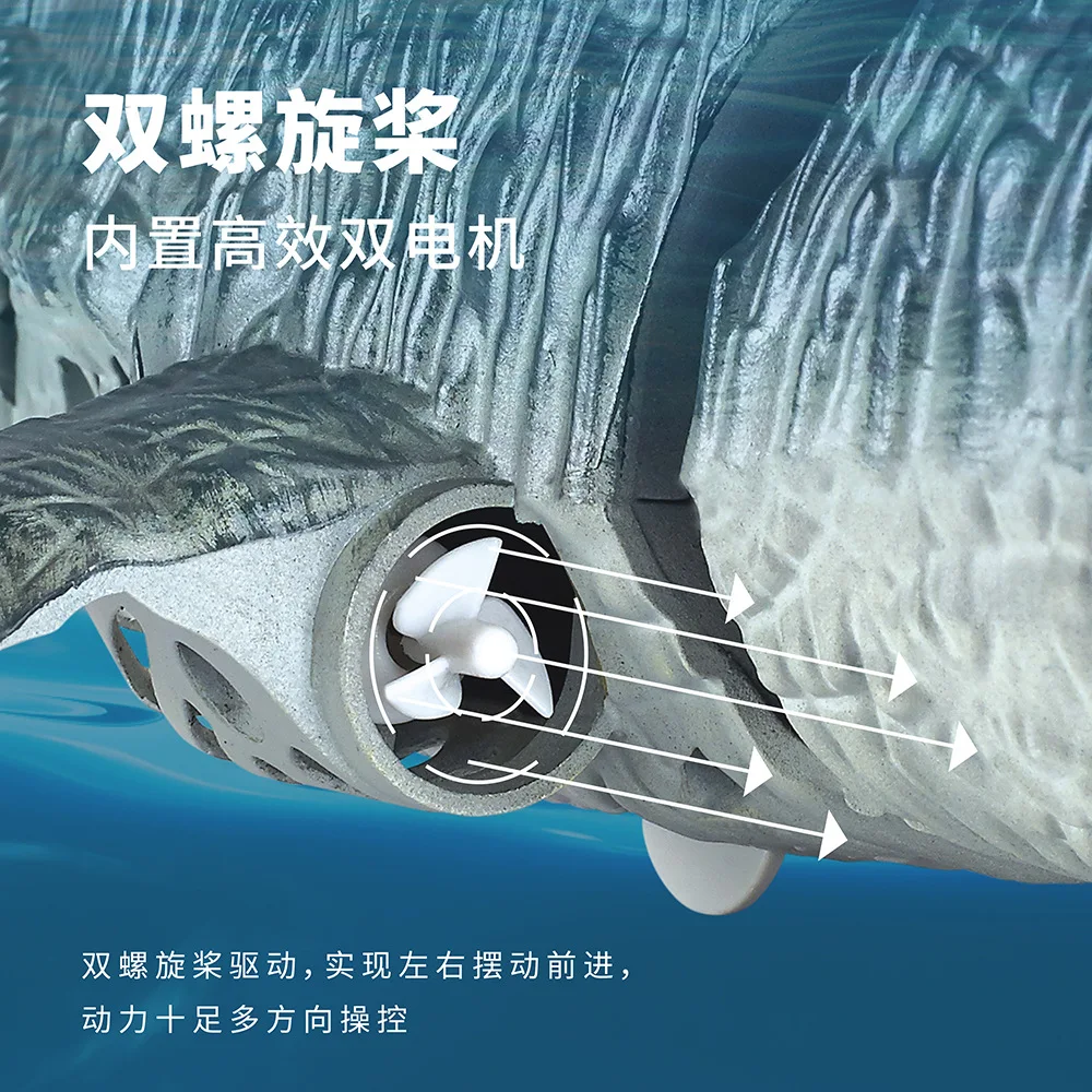 2.4GHz Remote Control Dinosaur Boat Toy 3712 RC Mosasaurus Boat Toy Electric Water Animal Ship for Kids Pool Electric Toy