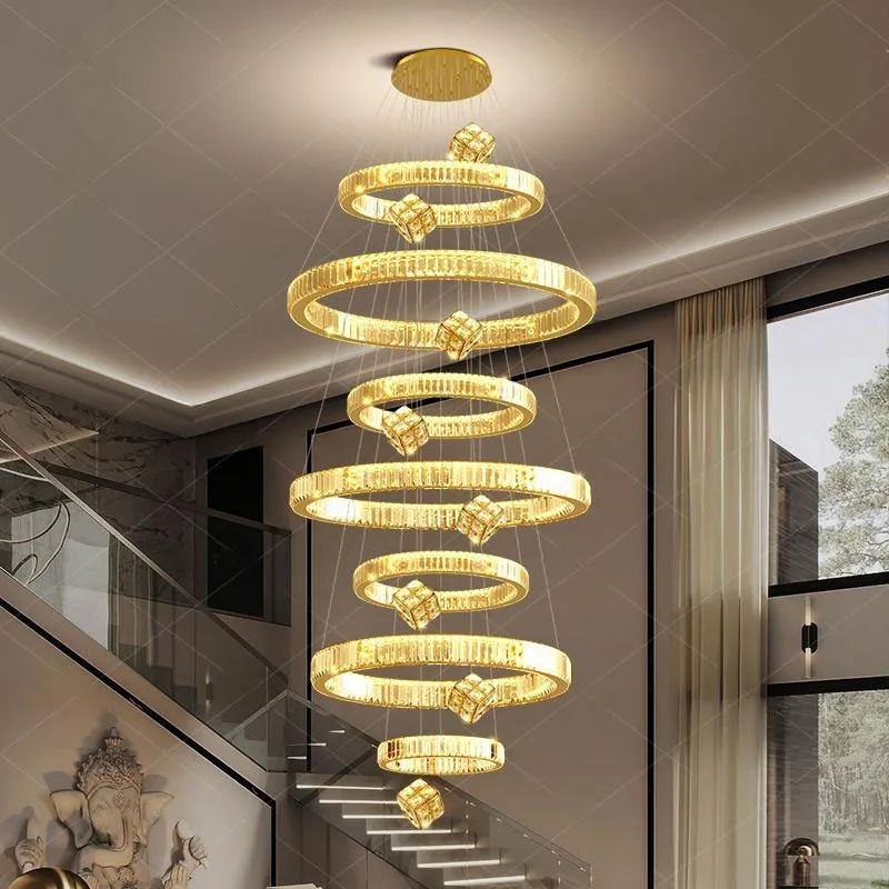 Modern home decoration crystal chandelier, stair Pendant lamp, living room Pendant lights, interior lighting