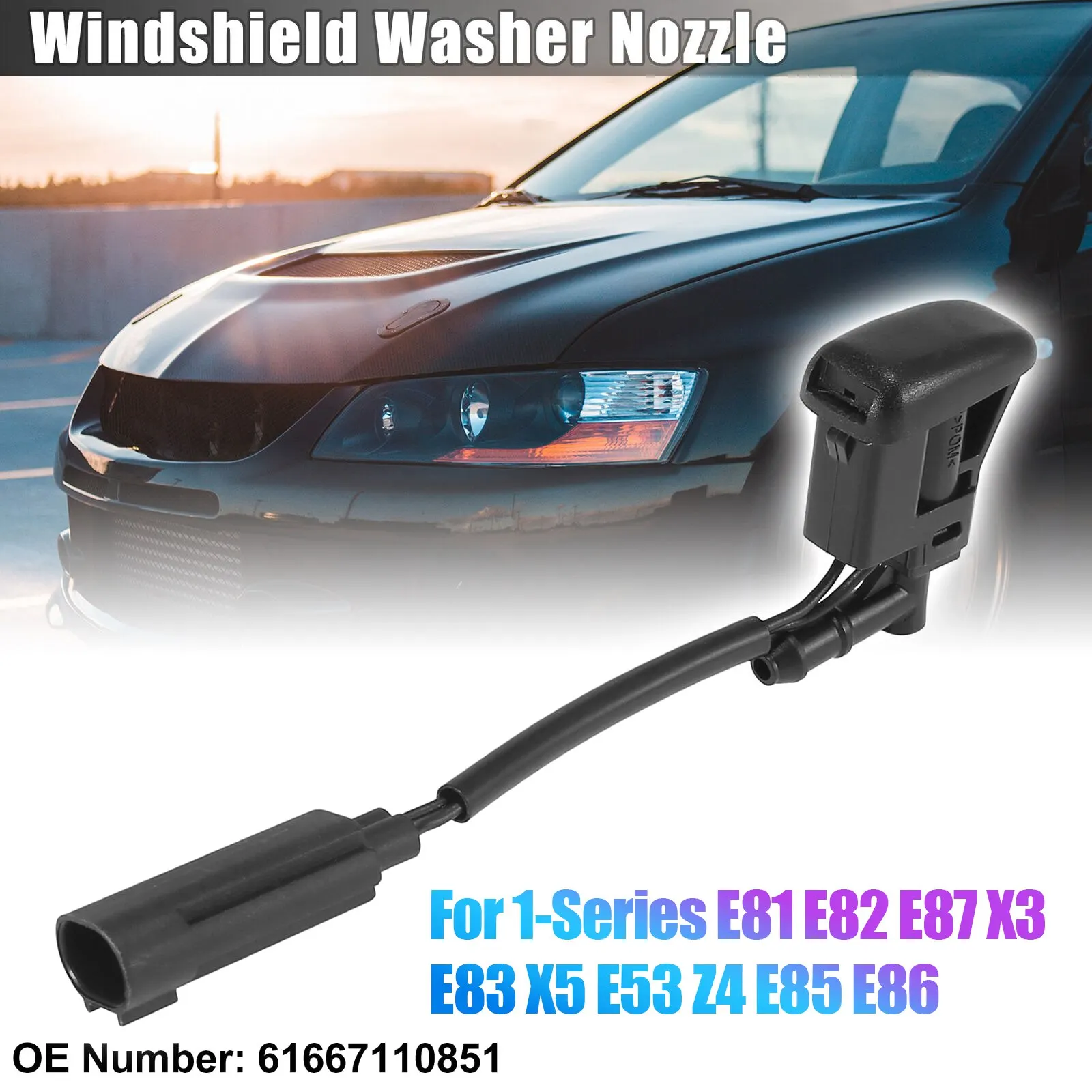 New Windshield Heated Washer Sprayer Nozzle Jet 61667110851 for -BMW 1-Series E81 E82 E87 X3 E83 X5 E53 Z4 E85 E86