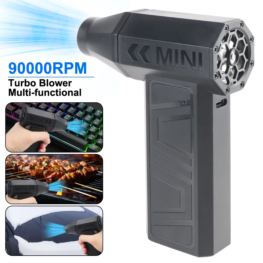 Turbo Jet Fan Car Blowing Snow Electric Air Duster Cleaning Blower Tool Type-C Charging 3 Gears adjustable Portable 90000RPM