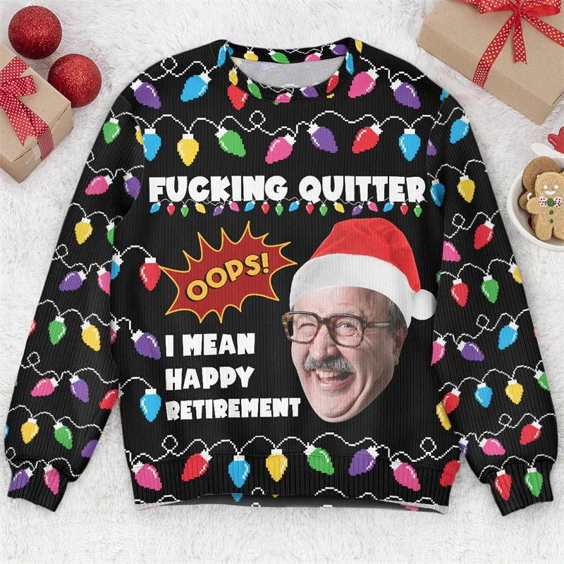 Funny Customized Face Photo 3D Printed Ugly Christmas Sweater For Women Men Clothes Personalized Xmas Party Sweatshirt Gift Tops