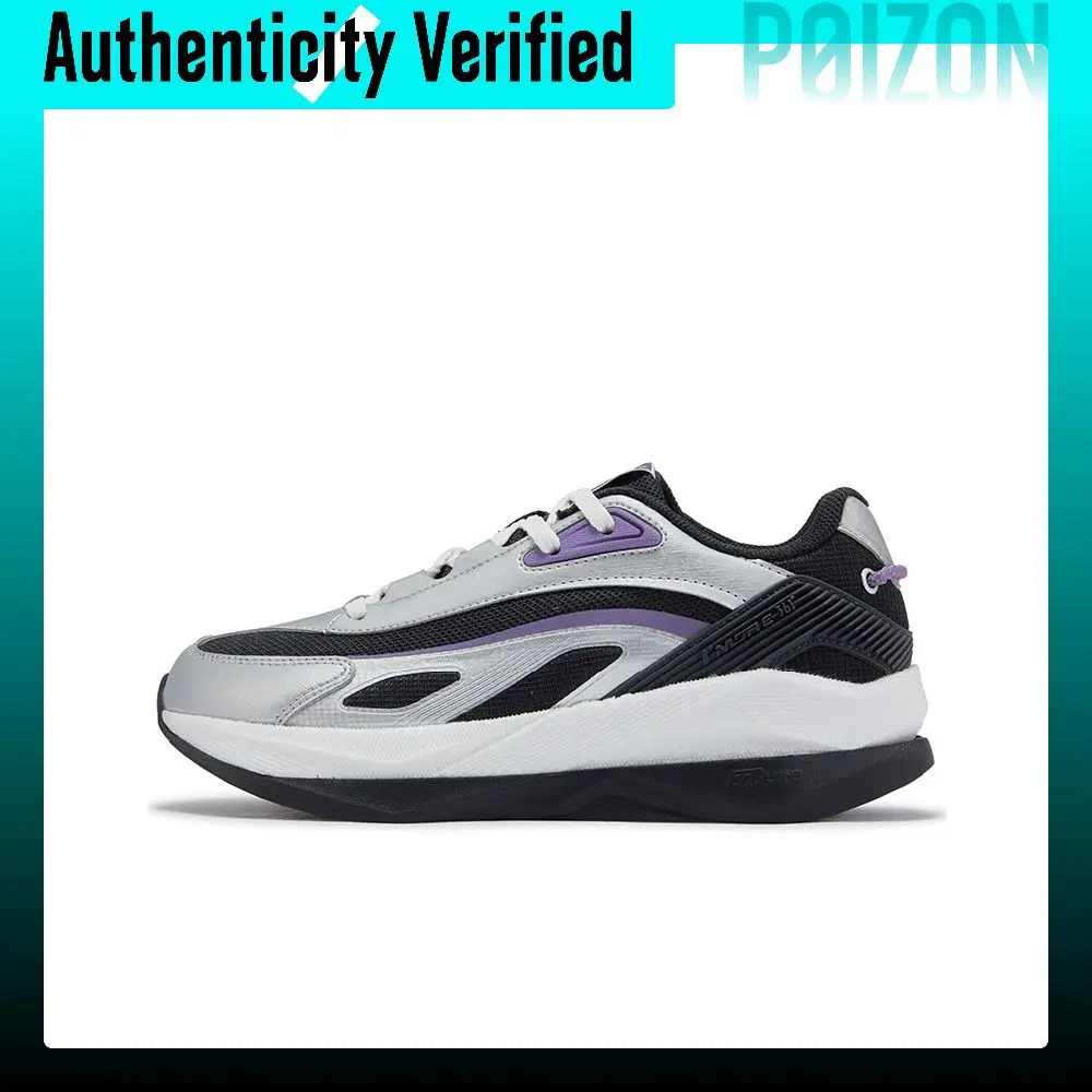 361° Spaceship Slip Resistant Abrasion Resistant Low top Casual Shoes Women's Black Charcoal Gray+Silver White 682536701-4