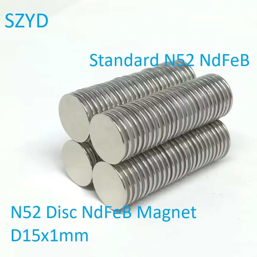 

100PCS/LOT Strong Disc N52 NdFeB Magnet 15*1 Standard Round Powerful Rare Earth Permanent Neodymium Magnets 15x1