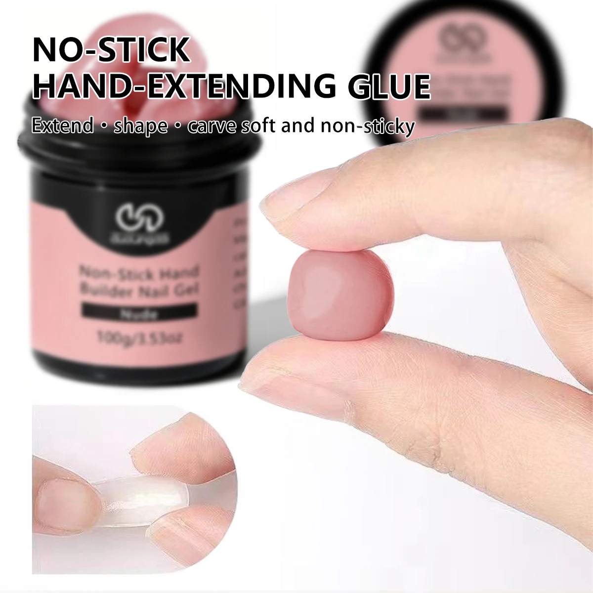 DOULINGDAI 100g Nude Solid Builder Nail Gel Kit, Non-Stick Hard Gel for Extension & 3D Carving, No Slip Solution Needed