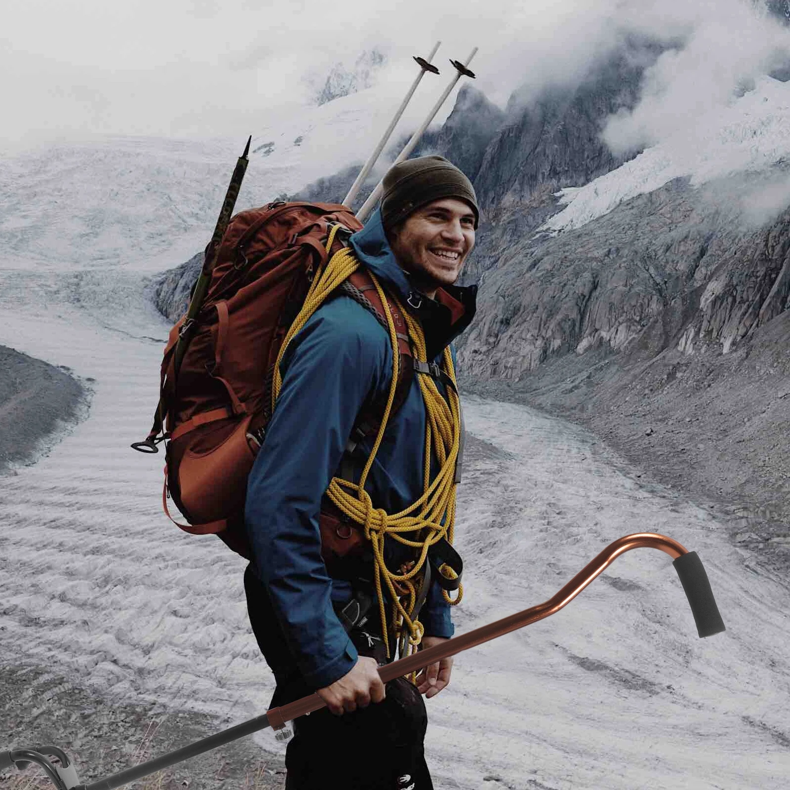 

Алюминиевая трость для пожилых людей, эргономичный дизайн, нескользящая трость, регулируемая треккинговая палка, портативная прочная альпинистская трость