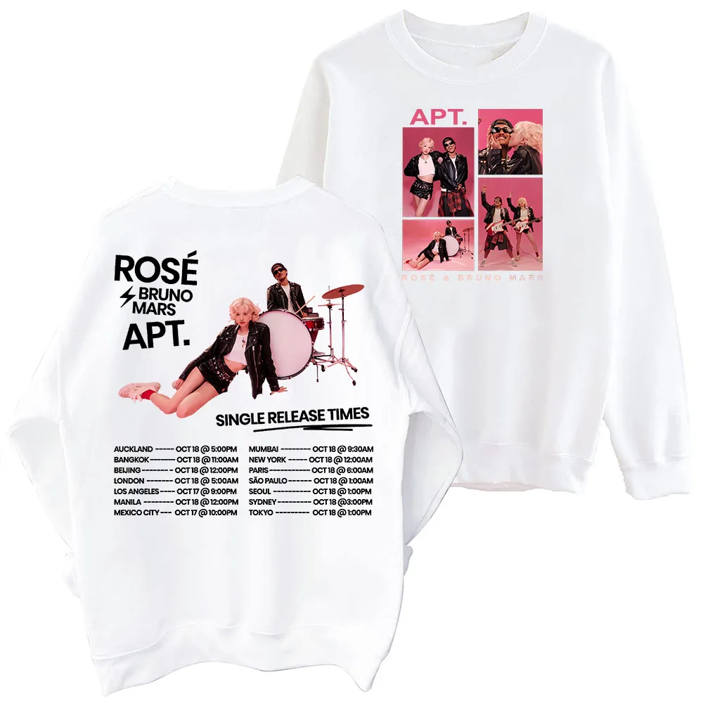 ROSÉ & Bruno Mars APT Sweatshirt Oversized Harajuku Round Neck Long Sleeve Sweatshirts Tour Fans Men Women Autumn Winter Y2k