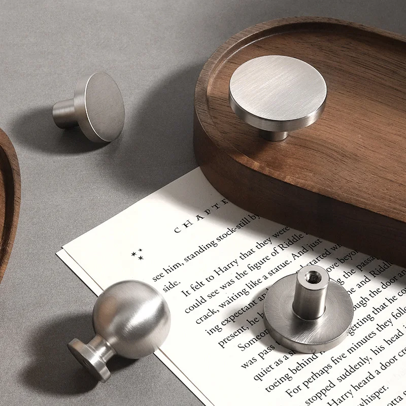 Brushed Nickel Round Cabinet Knobs Matte Silver Drawer Handle Solid Brass Door Knob Furniture hardware