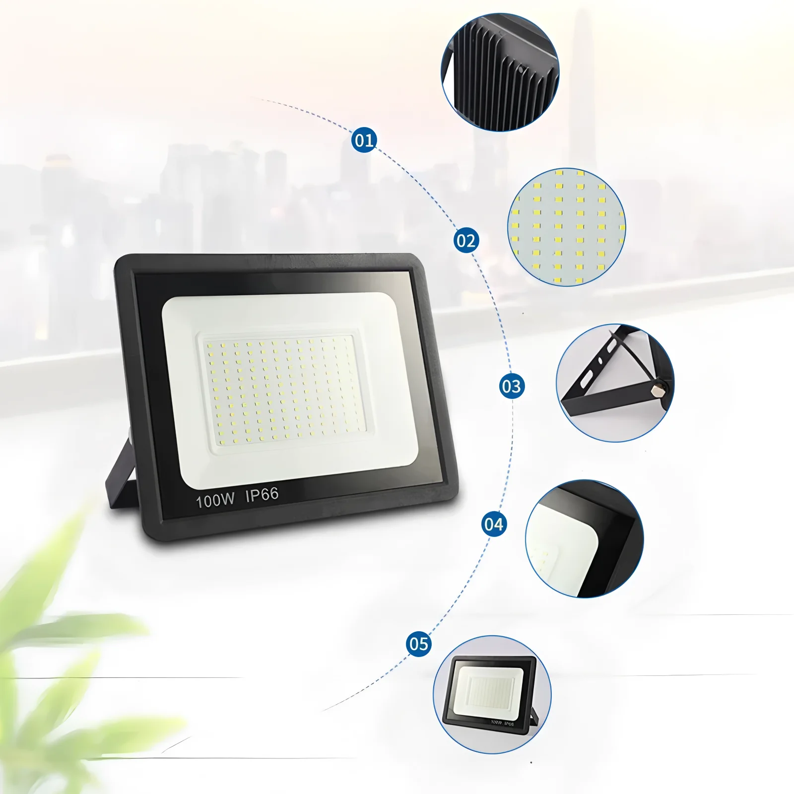

Hot 20W 30W 50W 100W LED Flood Light AC220V Outdoor IP66 Waterproof Reflector Spotlight Street Light Wall Lamp Garden Lighting
