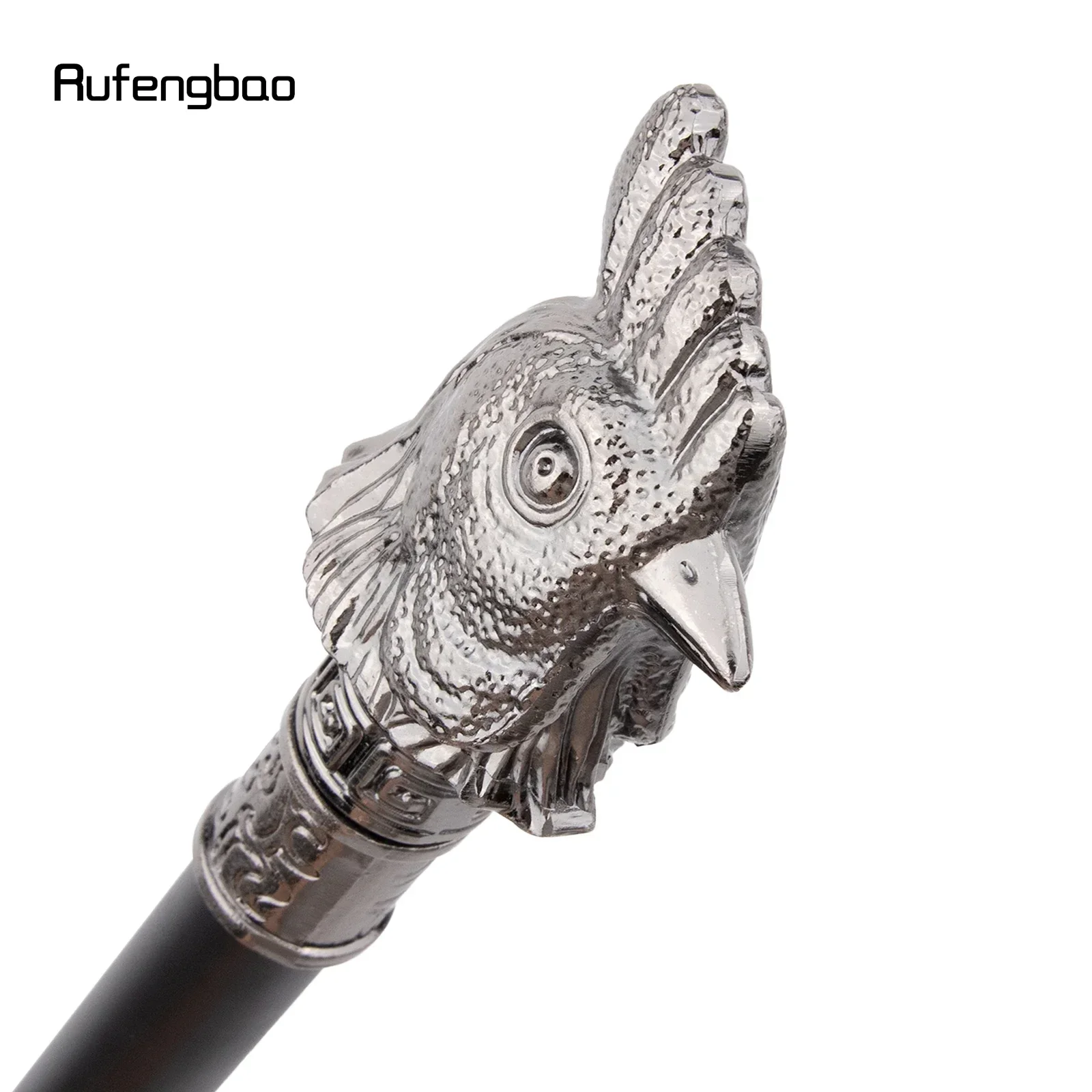 ไม้เท้าแฟชั่นรูปหัวไก่สีเงิน สำหรับตกแต่ง คอสเพลย์ งานปาร์ตี้สไตล์วินเทจ ไม้เท้าเดินแบบมีสไตล์ ความยาว 93 ซม.