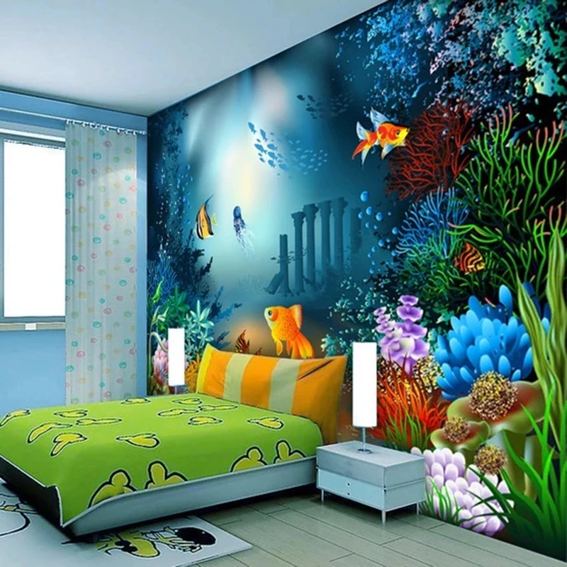 Custom 3D Mural Underwater World Sea Fish Seaweed Photo Wallpaper Kids Room Bedroom Living room TV background wall restaurant 8d