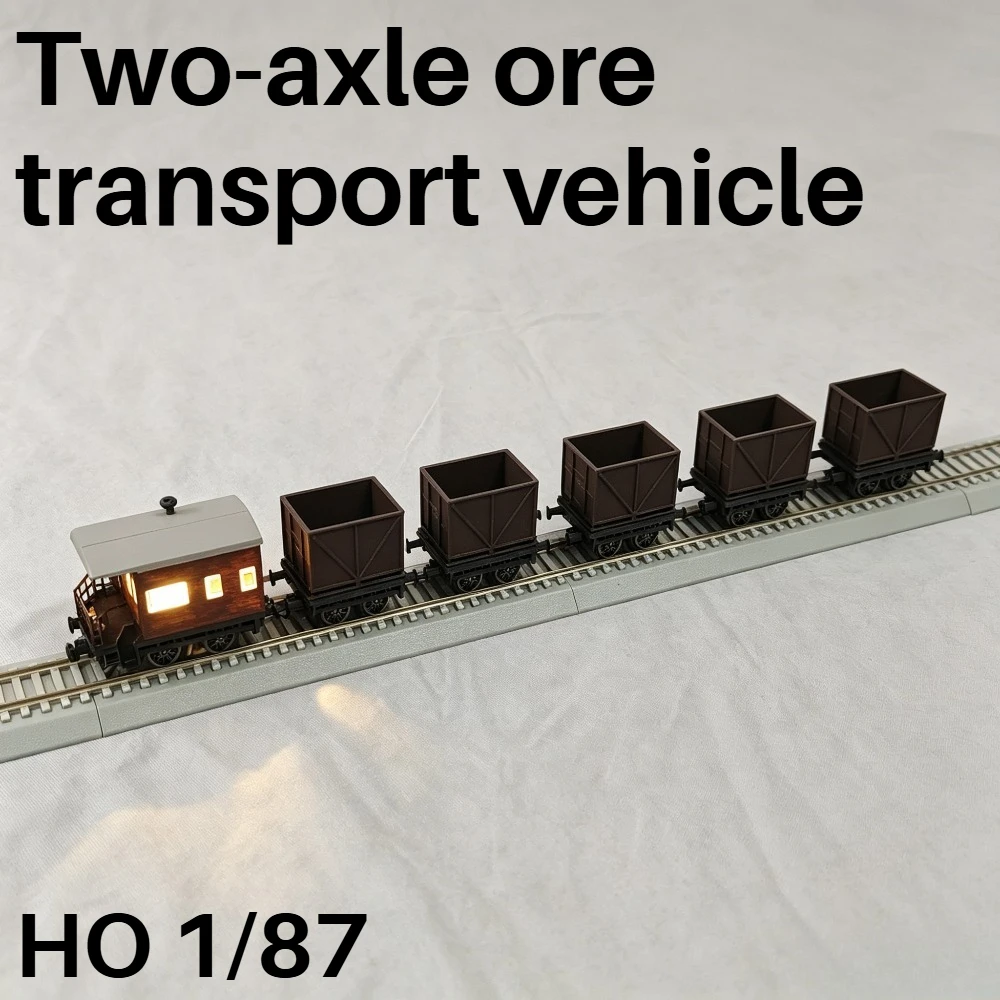 HO 1/87 Zugmodell Zweiachsiger Erztransportwagen mit Rücklichtern 6-Wagen-Set mit Speichen-/Plattenrädern optional Ein Geschenk für Jungen