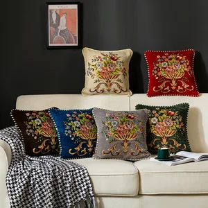European luxury embroidery Floral Cushions Case, Chenille, Jacquard Pillows, Binding Border, Decorative, Decoration room 10 main sales luxury embroidered pillows - №10