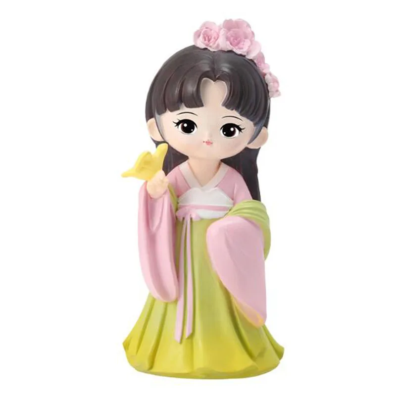 Chinese Style Tang Dynasty Resin Crafts Ancient Rhyme Beauty Women Miniature Figurine Home Decoration Ornament
