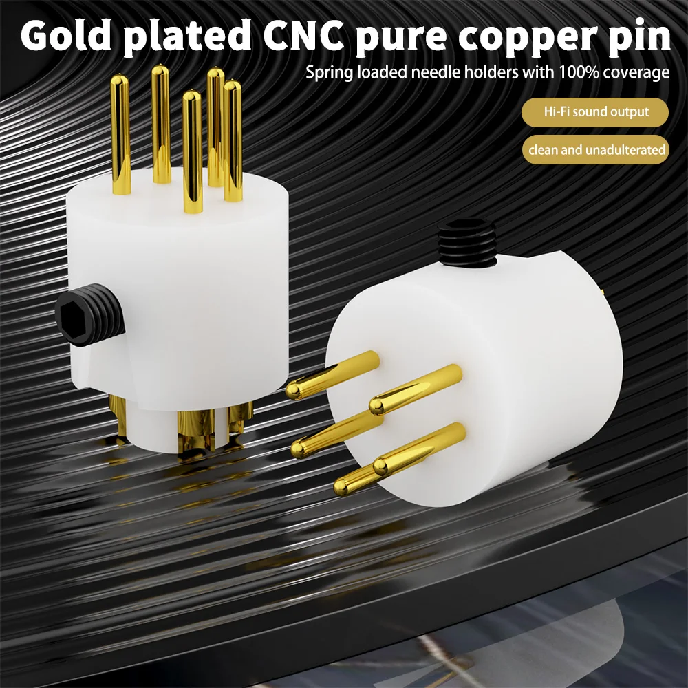 Monosaudio 5Pin DIN Male Plug Connector Pure Copper Hifi Audio DIY Turntable Tonearm 24K Gold Rhodium Plated Adapter DI92G