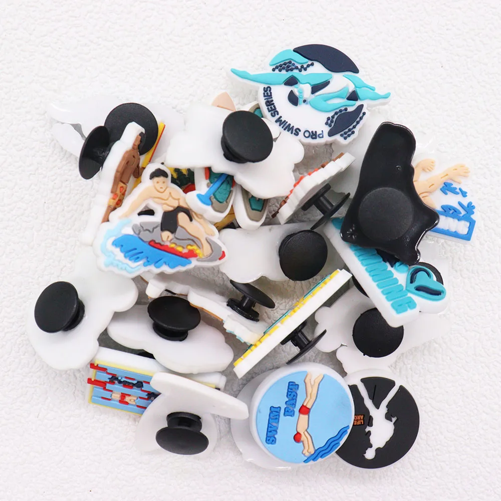 1-25pcs Hiking Swimming Surfing Mix Sports Shoes Charms DIY Clogs Shoe Aceessories Fit Boys Girls Sandals Buckle Decorate