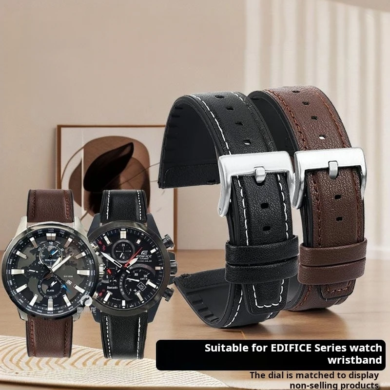 20mm 22mm para Casio Quick correa de reloj ecb-s100 Eqb-1200at Eqb 900 800 501 mdv-106 107 correa de reloj de silicona de cuero de vaca compuesto
