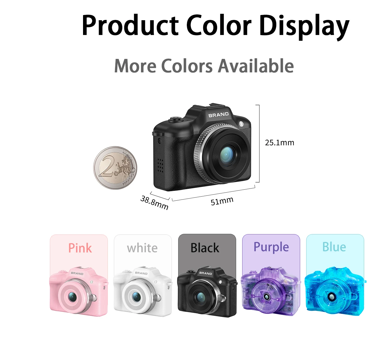 Mini Keychain Retro Digital Camera Screen 2K HD CMOS Kids Super Portable Photo Built-in LED Light Pendant Cam Gift MicroSD