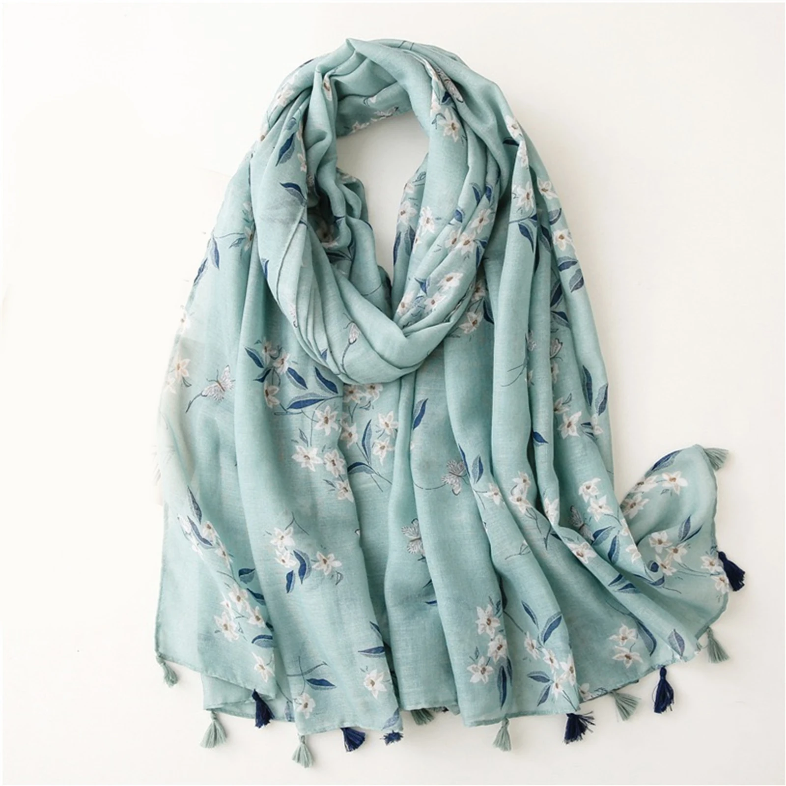 180 * 85cm Bandanna Muslim headscarf outdoor cotton and linen scarf popular print beach towel the four seasons warm tassel shawl