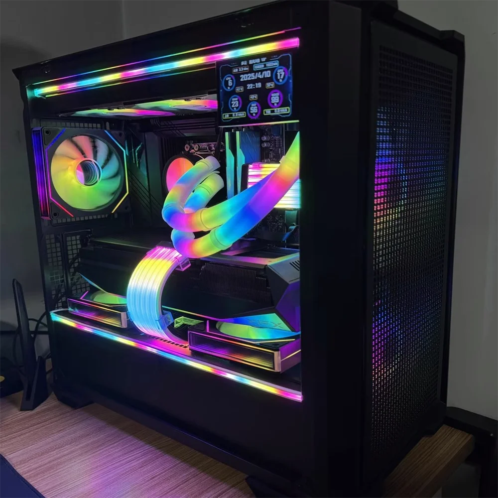 ARGB Computer Chassis LED Light With 5V 3Pin/small 4Pin Square Tube Silicone Colorful Atmosphere DIY Light Strip Computer Lamp